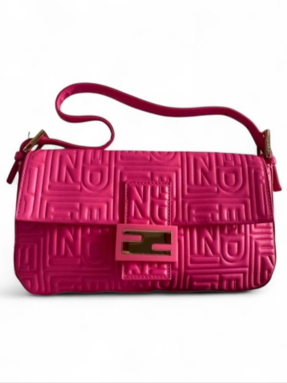 Fendi Pink Fuchsia Leather Baguette